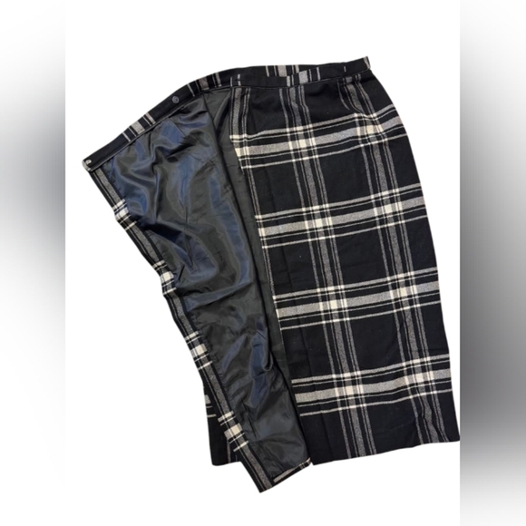 Liz Claiborne Skirt Wrap Maxi Wool Blend Plaid Black/White Size 14 - Picture 3 of 9